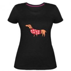 Женская премиум футболка New Year's Dachshund - PrintSalon