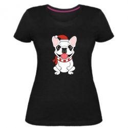 Жіноча преміум футболка New Year's French Bulldog - PrintSalon