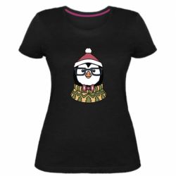 Женская премиум футболка New Year's Penguin - PrintSalon