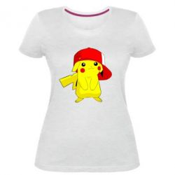 Женская премиум футболка Pikachu in a cap - PrintSalon