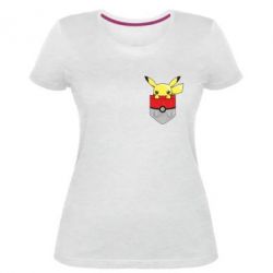 Женская премиум футболка Pikachu in pocket - PrintSalon
