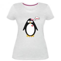 Женская премиум футболка Пингвин девочка - PrintSalon