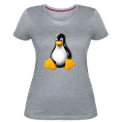 Женская премиум футболка Пингвин Linux - PrintSalon