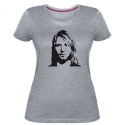 Женская премиум футболка Портрет Курта Кобейна