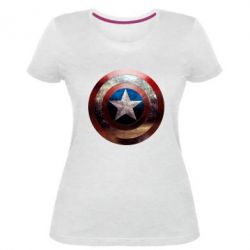 Жіноча преміум футболка Потрісканий щит Капітана Америка - PrintSalon