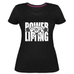 Женская премиум футболка Powerlifting logo - PrintSalon