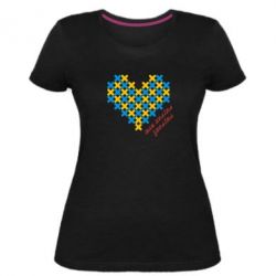Женская премиум футболка Серце з хрестиків - PrintSalon