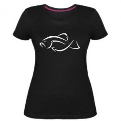 Женская премиум футболка Силуэт рыбы - PrintSalon