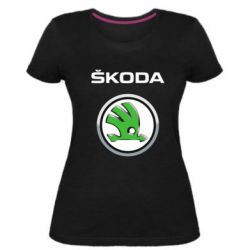 Женская премиум футболка Skoda Logo 3D - PrintSalon