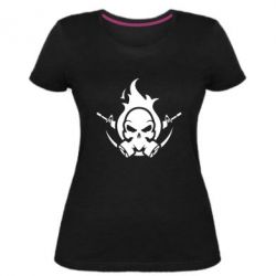 Женская премиум футболка Skull with weapons - PrintSalon