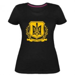 Жіноча преміум футболка Слава Україні (вінок) - PrintSalon