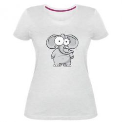 Женская премиум футболка Слон глазастый - PrintSalon