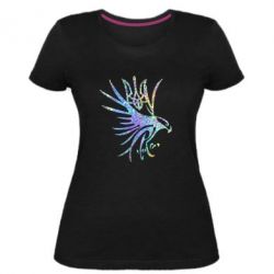 Жіноча преміум футболка Сокіл та герб України Голограма - PrintSalon