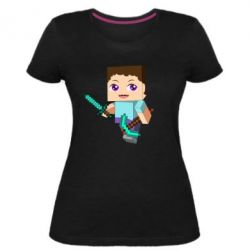 Жіноча преміум футболка Steve minecraft - PrintSalon