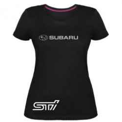 Жіноча преміум футболка Subaru STI лого - PrintSalon