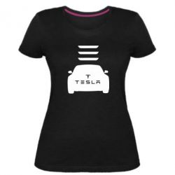 Женская премиум футболка Tesla Car - PrintSalon
