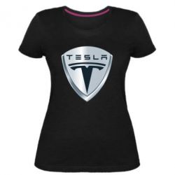 Женская премиум футболка Tesla Corp - PrintSalon