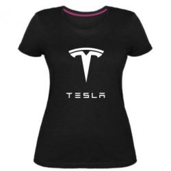 Женская премиум футболка Tesla Logo - PrintSalon