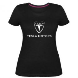 Женская премиум футболка Tesla Motors - PrintSalon