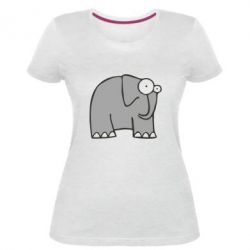 Женская премиум футболка удивленный слон - PrintSalon