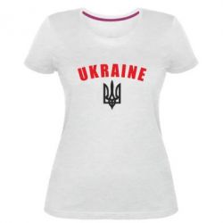 Женская премиум футболка Ukraine + герб - PrintSalon
