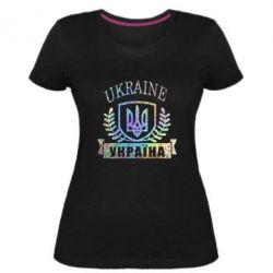 Жіноча преміум футболка Ukraine Україна Голограма - PrintSalon