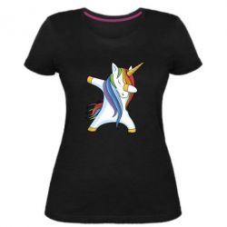 Женская премиум футболка Unicorn dabbing - PrintSalon
