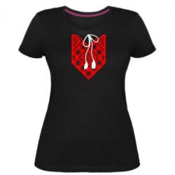 Женская премиум футболка Вишиванка з зав'язкою - PrintSalon