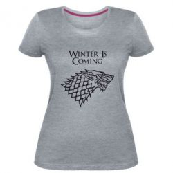 Женская премиум футболка Winter is coming (Игра престолов) - PrintSalon