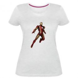 Женская премиум футболка Железный Человек в воздухе - PrintSalon