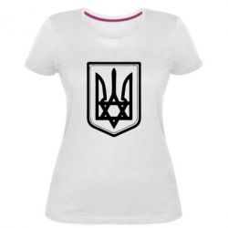 Женская премиум футболка Звезда Давида+герб - PrintSalon