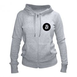 Женское худи на молнии Биткоин лого