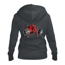 Женское худи на молнии Bull with a barbell - PrintSalon