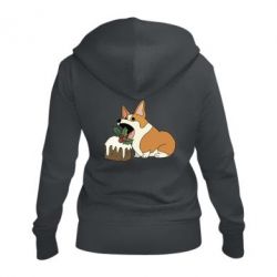 Жіноче худі на блискавці Corgi loves winter holidays - PrintSalon
