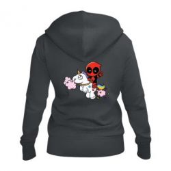 Жіноче худі на блискавці Deadpool on the unicorn - PrintSalon