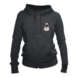 Женское худи на молнии Dog Portait with middle finger up