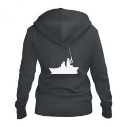 Женское худи на молнии Два рыбака на лодке - PrintSalon