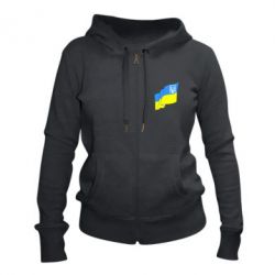 Женское худи на молнии Флаг Украины с Гербом - PrintSalon