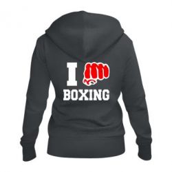 Женское худи на молнии I love boxing - PrintSalon