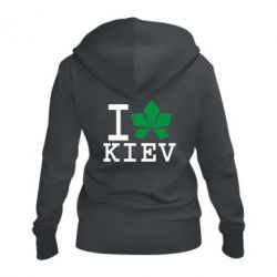 Женское худи на молнии I love Kiev - с листиком