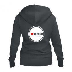 Жіноче худі на блискавці I love techno music - PrintSalon