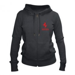 Женское худи на молнии логотип Ferrari - PrintSalon