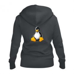 Женское худи на молнии Пингвин Linux - PrintSalon