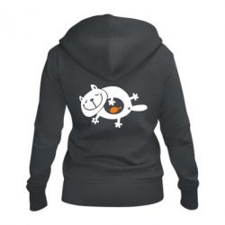 Женское худи на молнии Жирный кот - PrintSalon