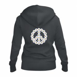 Женское худи на молнии Знак мира из ромашек - PrintSalon