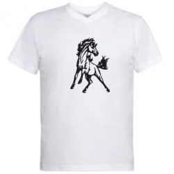 Мужская футболка  с V-образным вырезом Жеребец - PrintSalon