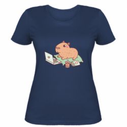 Женская футболка Capybara With Laptop - PrintSalon