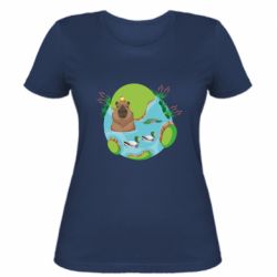 Женская футболка Капибара в воде - PrintSalon