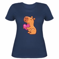 Женская футболка Капибара сердечко - PrintSalon
