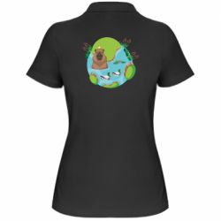 Женское поло Капибара в воде - PrintSalon